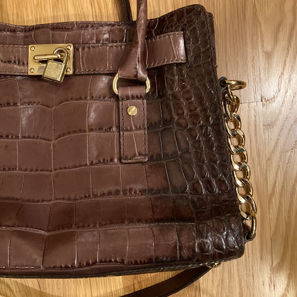 Michael Kors Brown Leather Crocodile Purse - EUC - Picture 4 of 12